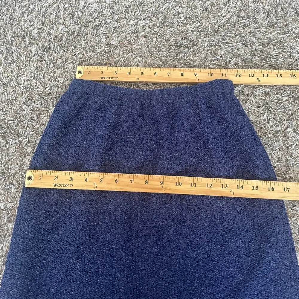 Vintage Skirt Set Size Small Navy Blue Knit Cardigan Retro Minimal Academia Twee